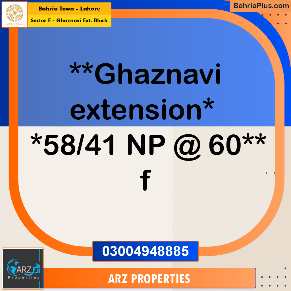 Residential Plot for Sale in Sector F - Ghaznavi Ext. Block - Bahria Town, Lahore - (BP-218662)
