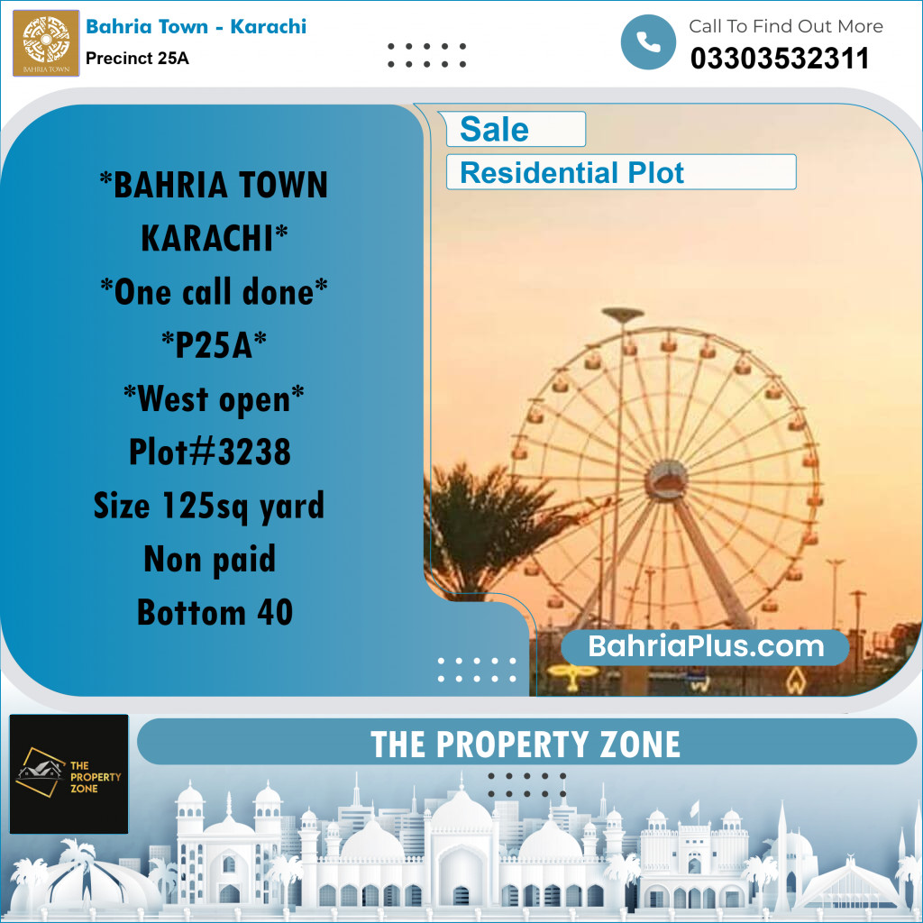 125 Sq. Yards Residential Plot for Sale in Precinct 25A -  Bahria Town, Karachi - (BP-218678)