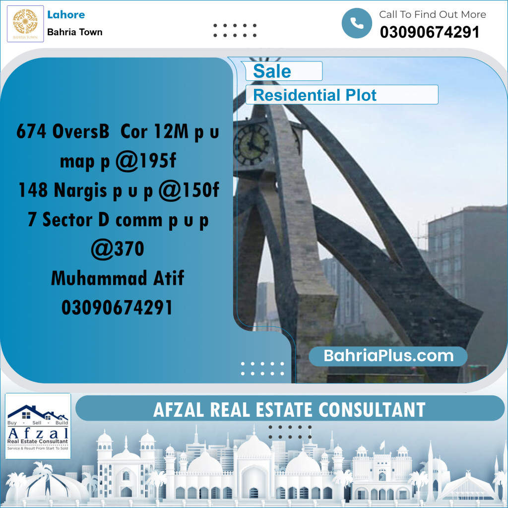 Residential Plot for Sale in Bahria Town, Lahore - (BP-218680)