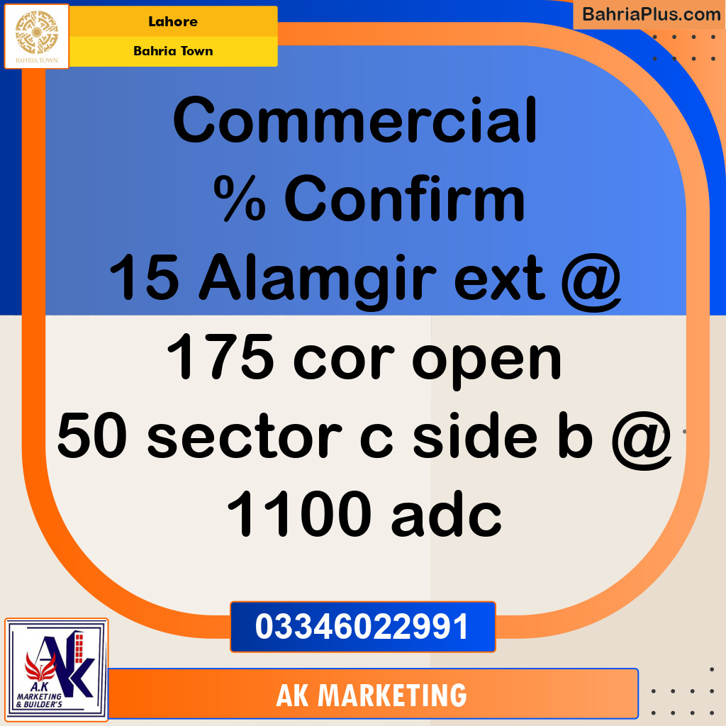 5 Marla Commercial Plot for Sale in Bahria Town, Lahore - (BP-218683)