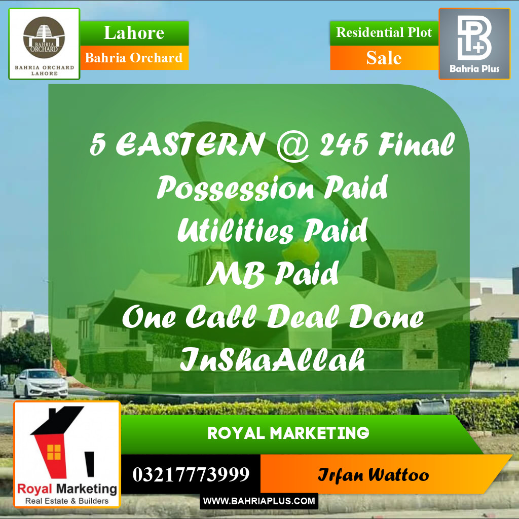 Residential Plot for Sale in Bahria Orchard, Lahore - (BP-218716)