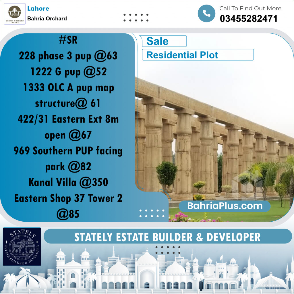 Residential Plot for Sale in Bahria Orchard, Lahore - (BP-218781)
