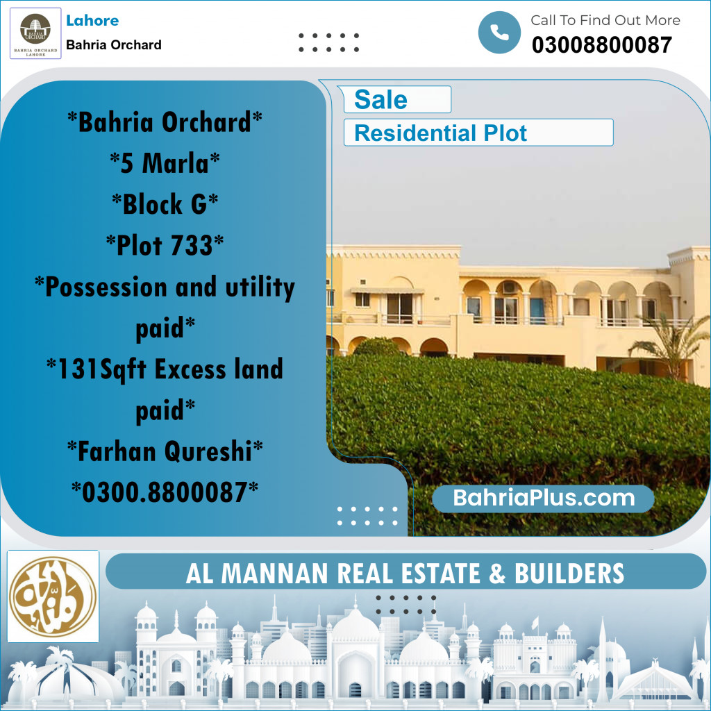 Residential Plot for Sale in Bahria Orchard, Lahore - (BP-218798)