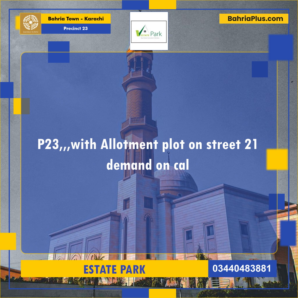 Residential Plot for Sale in Precinct 23 -  Bahria Town, Karachi - (BP-218802)