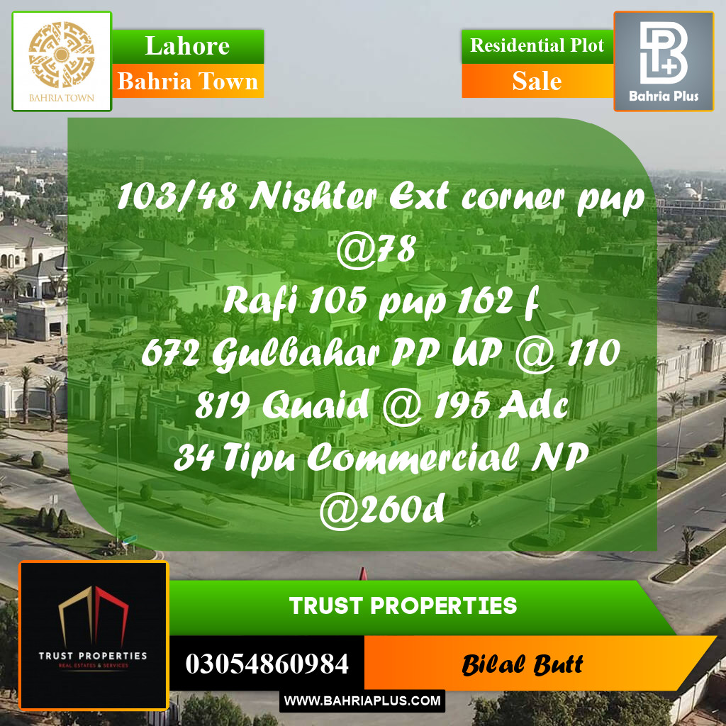 Residential Plot for Sale in Bahria Town, Lahore - (BP-218863)