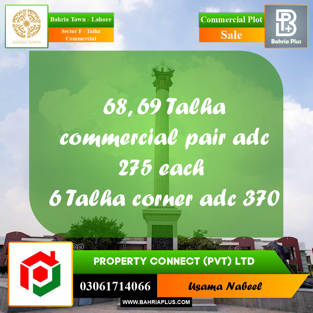 Commercial Plot for Sale in Sector F - Talha Commercial -  Bahria Town, Lahore - (BP-218869)