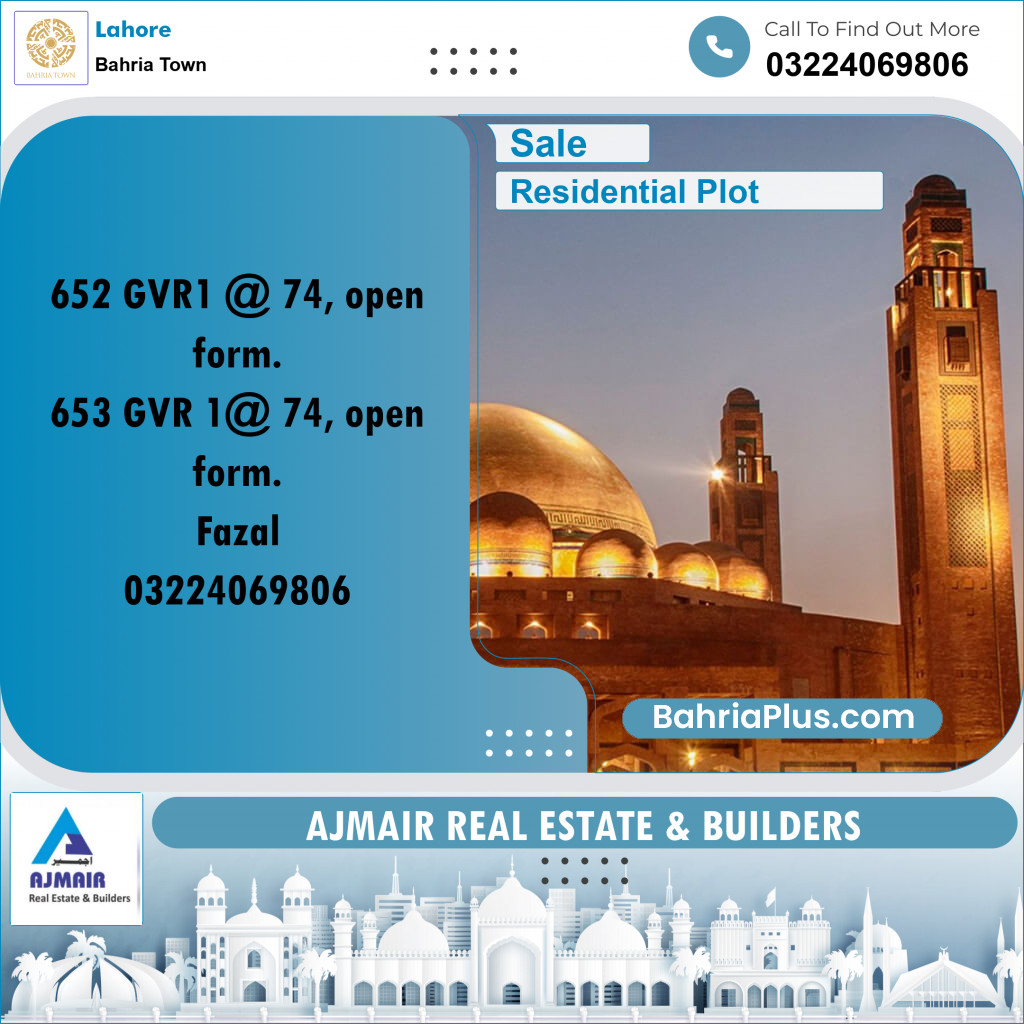 Residential Plot for Sale in Bahria Town, Lahore - (BP-218875)