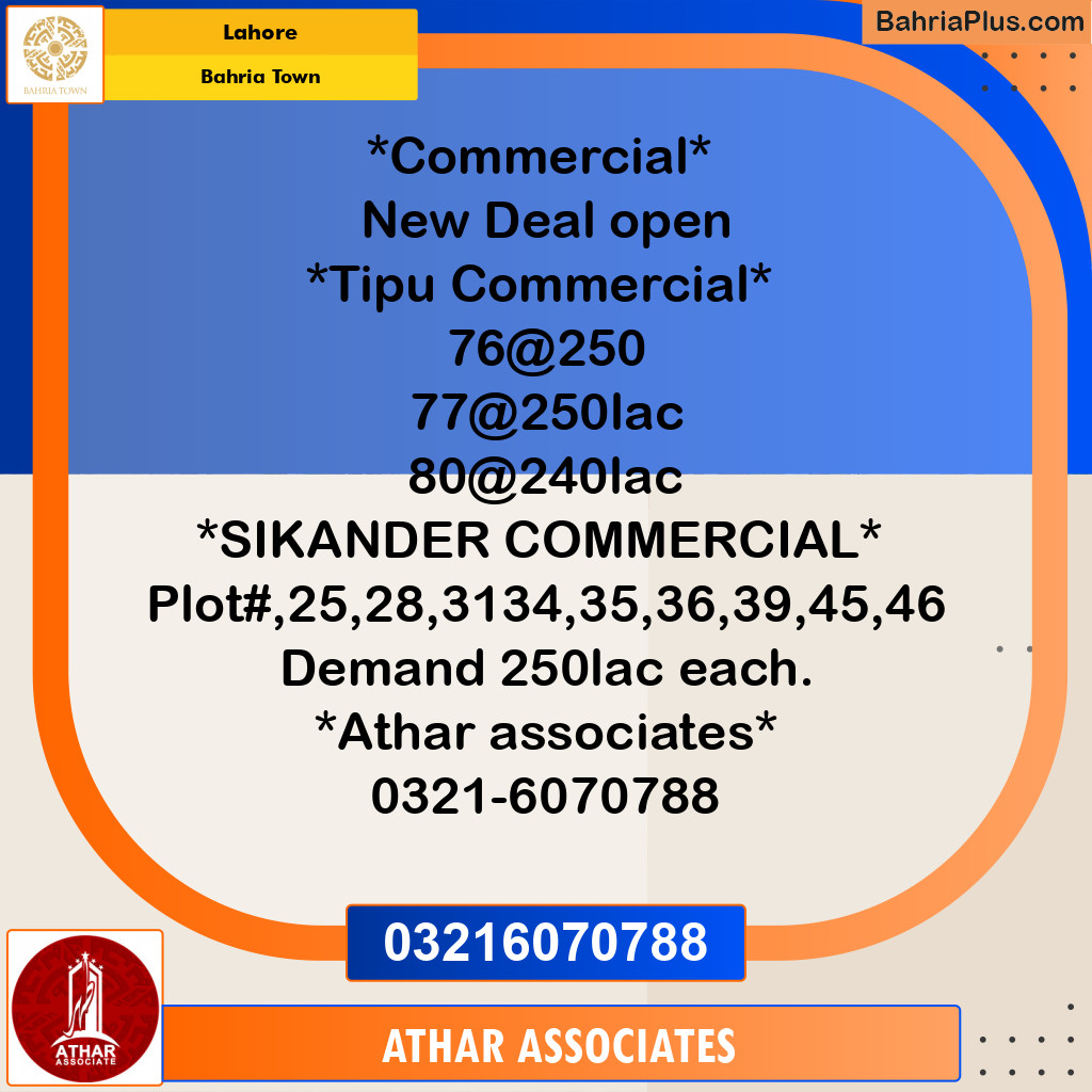Commercial Plot for Sale in Bahria Town, Lahore - (BP-218885)