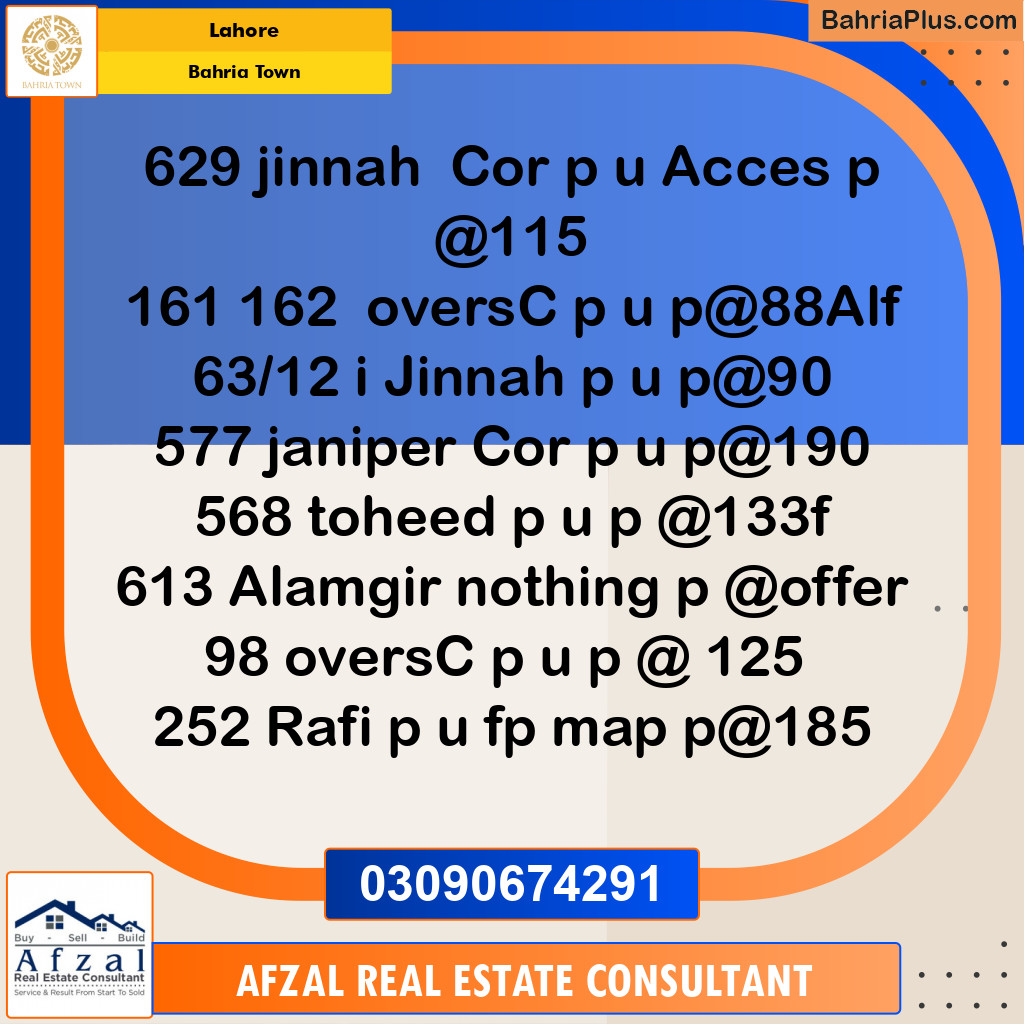 Residential Plot for Sale in Bahria Town, Lahore - (BP-218896)