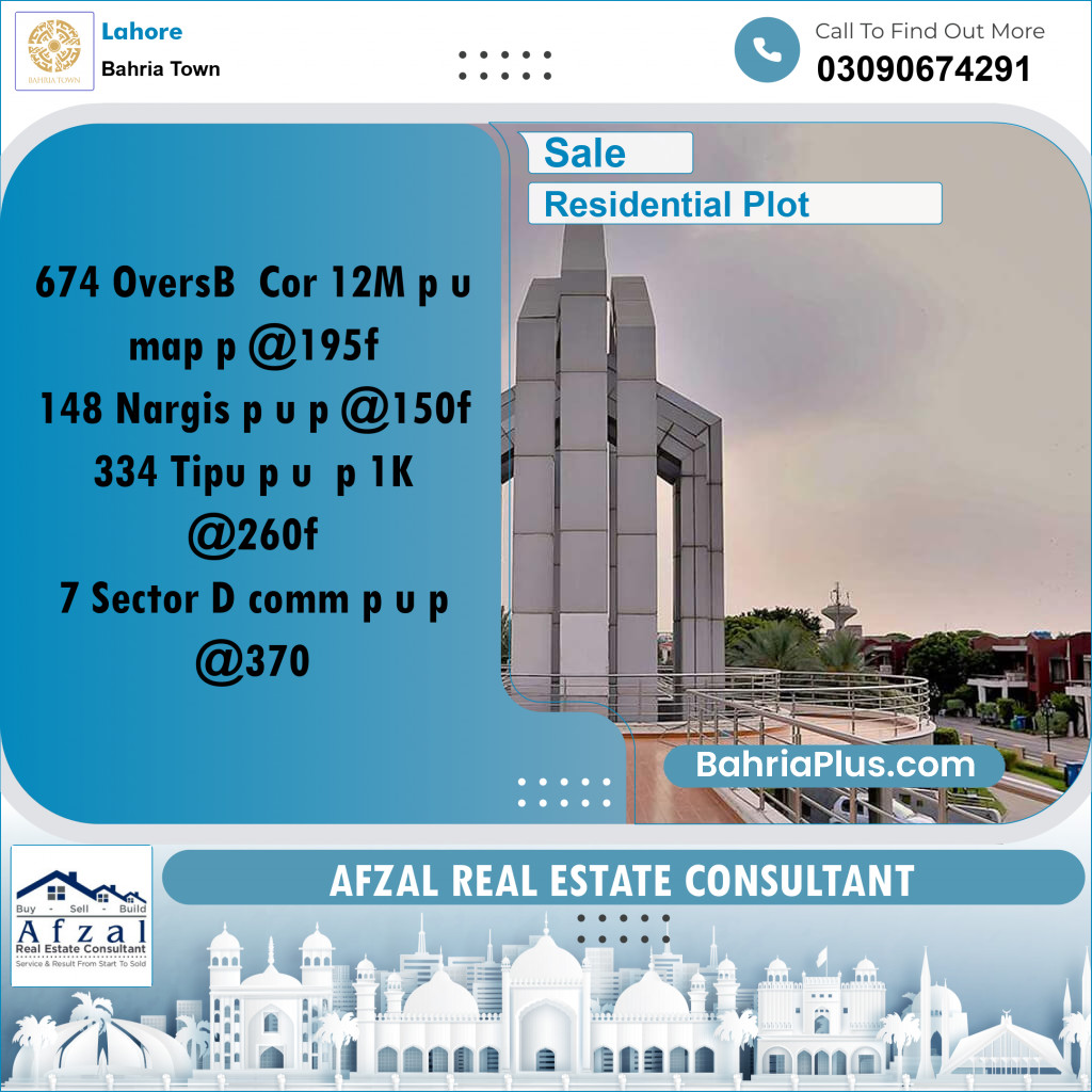 Residential Plot for Sale in Bahria Town, Lahore - (BP-218897)