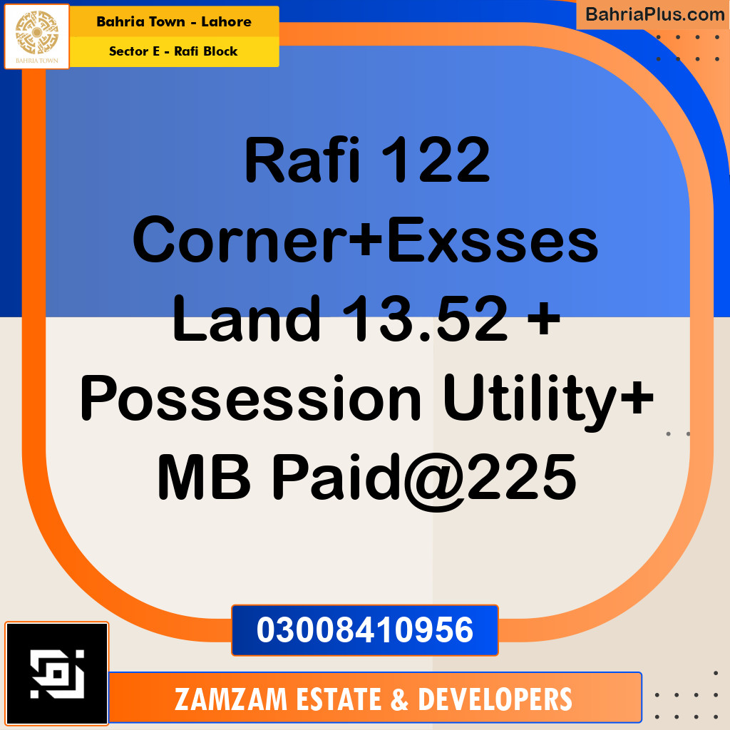 10 Marla Residential Plot for Sale in Sector E - Rafi Block - Bahria Town, Lahore - (BP-218904)