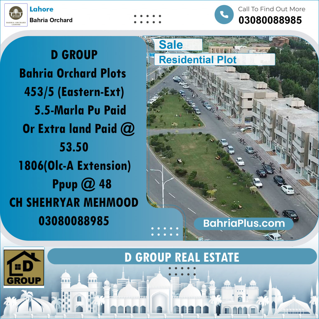 Residential Plot for Sale in Bahria Orchard, Lahore - (BP-218928)