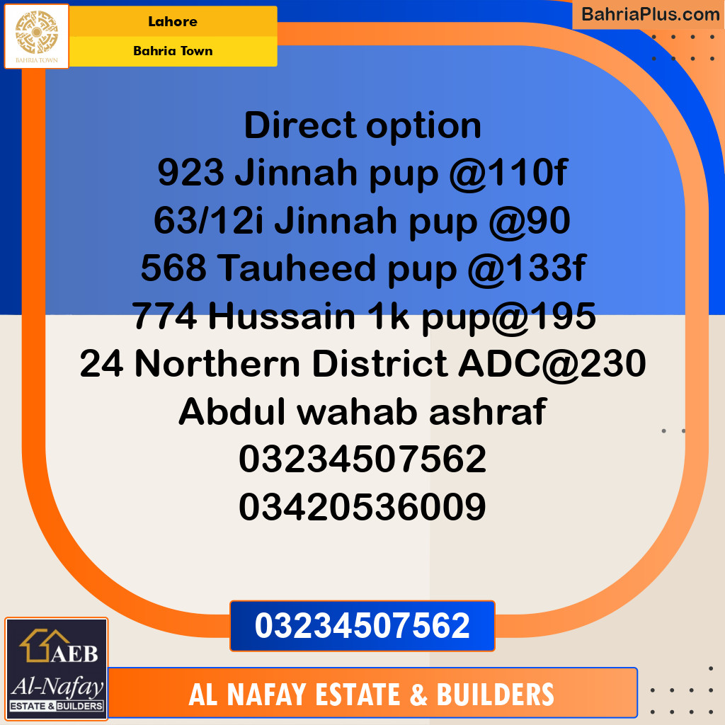 Residential Plot for Sale in Bahria Town, Lahore - (BP-218961)