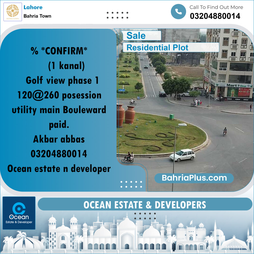 Residential Plot for Sale in Bahria Town, Lahore - (BP-218970)