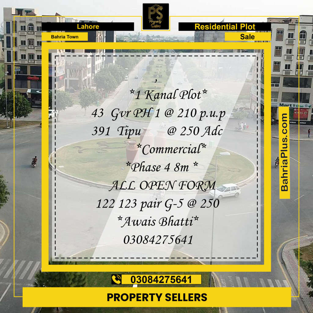 Residential Plot for Sale in Bahria Town, Lahore - (BP-218987)