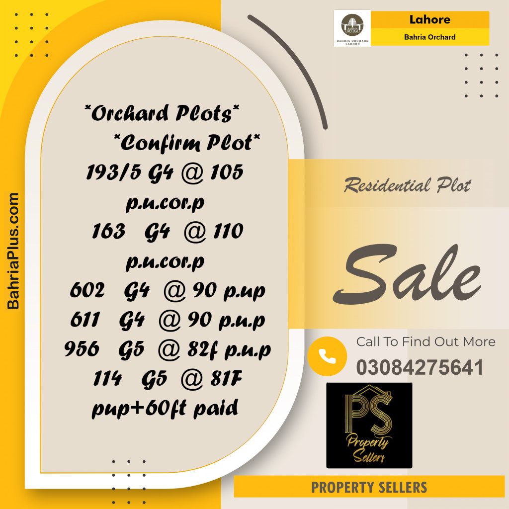 Residential Plot for Sale in Bahria Orchard, Lahore - (BP-218988)