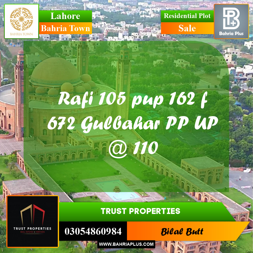 Residential Plot for Sale in Bahria Town, Lahore - (BP-218997)