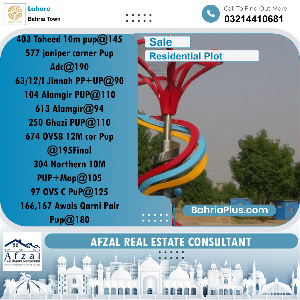 Residential Plot for Sale in Bahria Town, Lahore - (BP-219006)