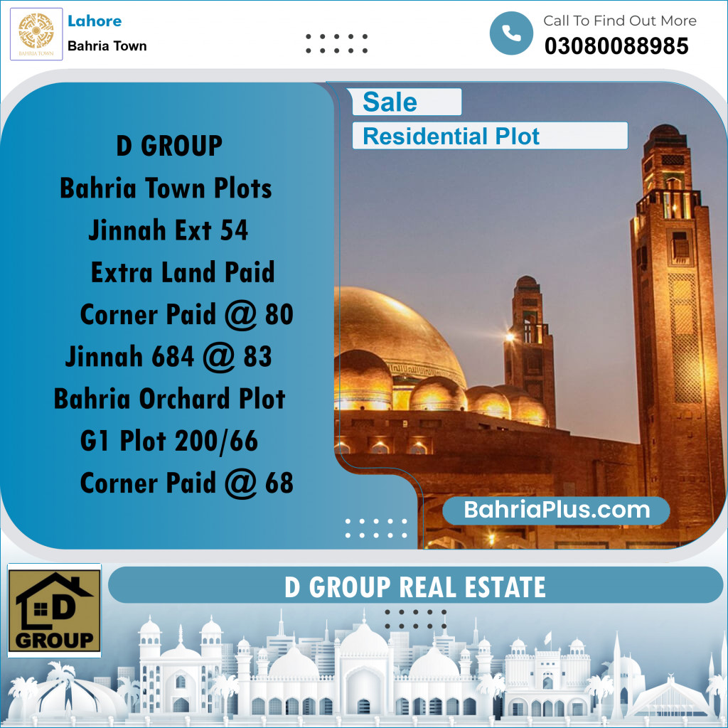 Residential Plot for Sale in Bahria Town, Lahore - (BP-219035)