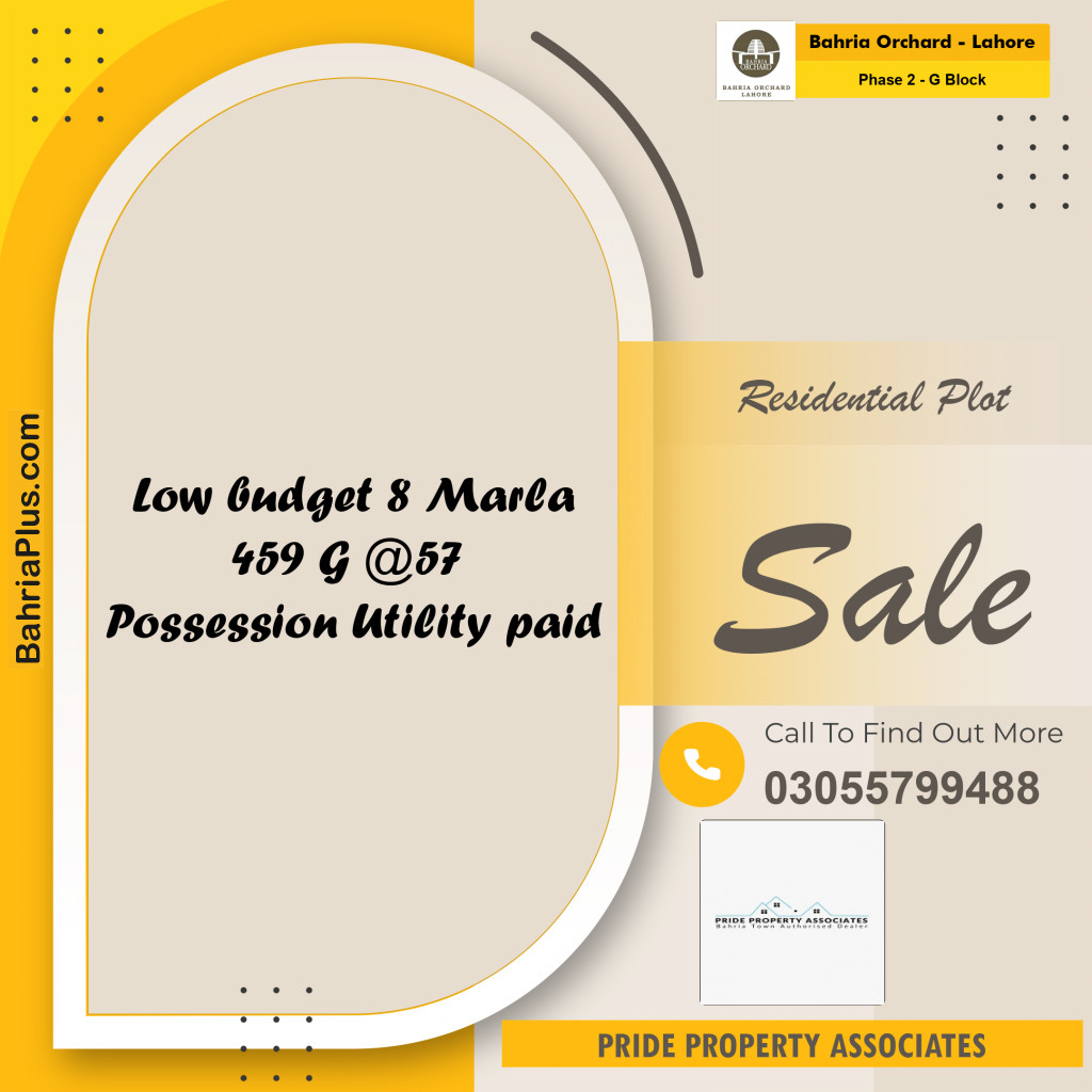 8 Marla Residential Plot for Sale in Phase 2 - G Block -  Bahria Orchard, Lahore - (BP-219092)