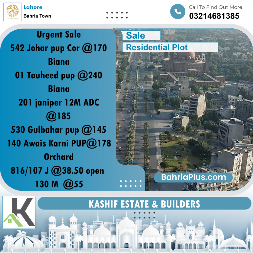 Residential Plot for Sale in Bahria Town, Lahore - (BP-219104)