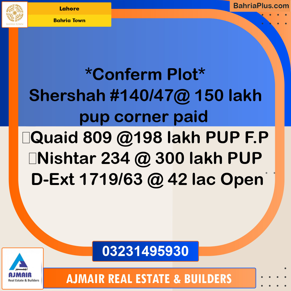 Residential Plot for Sale in Bahria Town, Lahore - (BP-219113)