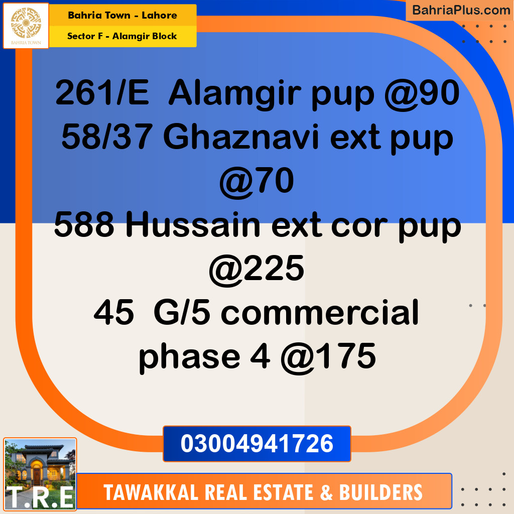 10 Marla Residential Plot for Sale in Sector F - Alamgir Block -  Bahria Town, Lahore - (BP-219206)