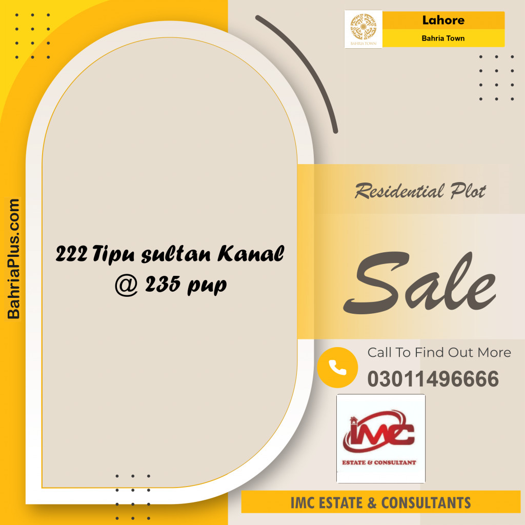 Residential Plot for Sale in Bahria Town, Lahore - (BP-219215)