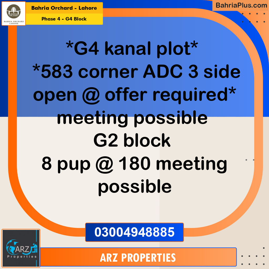 Residential Plot for Sale in Phase 4 - G4 Block -  Bahria Orchard, Lahore - (BP-219222)