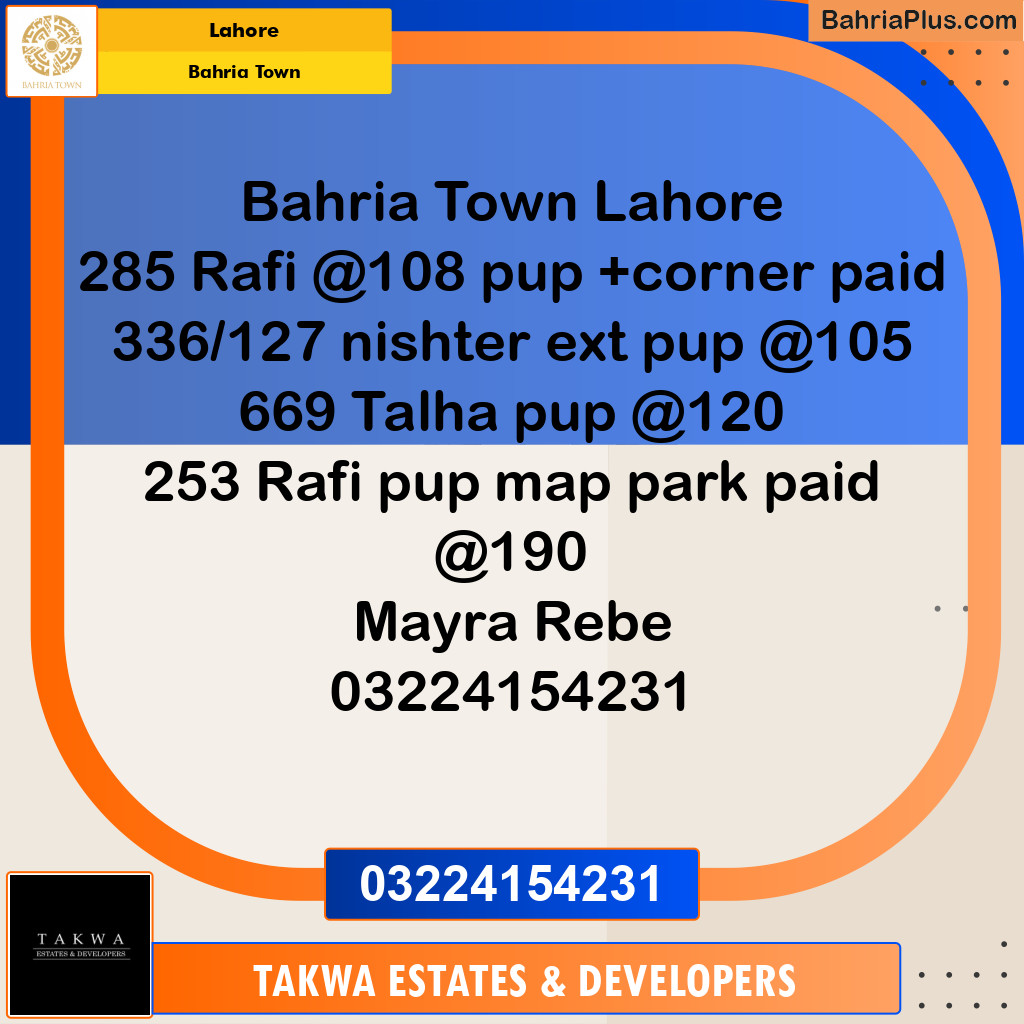 Residential Plot for Sale in Bahria Town, Lahore - (BP-219247)