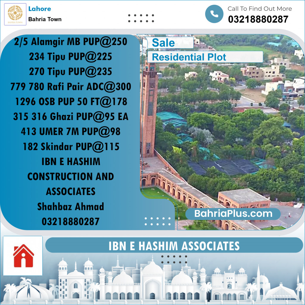 Residential Plot for Sale in Bahria Town, Lahore - (BP-219250)