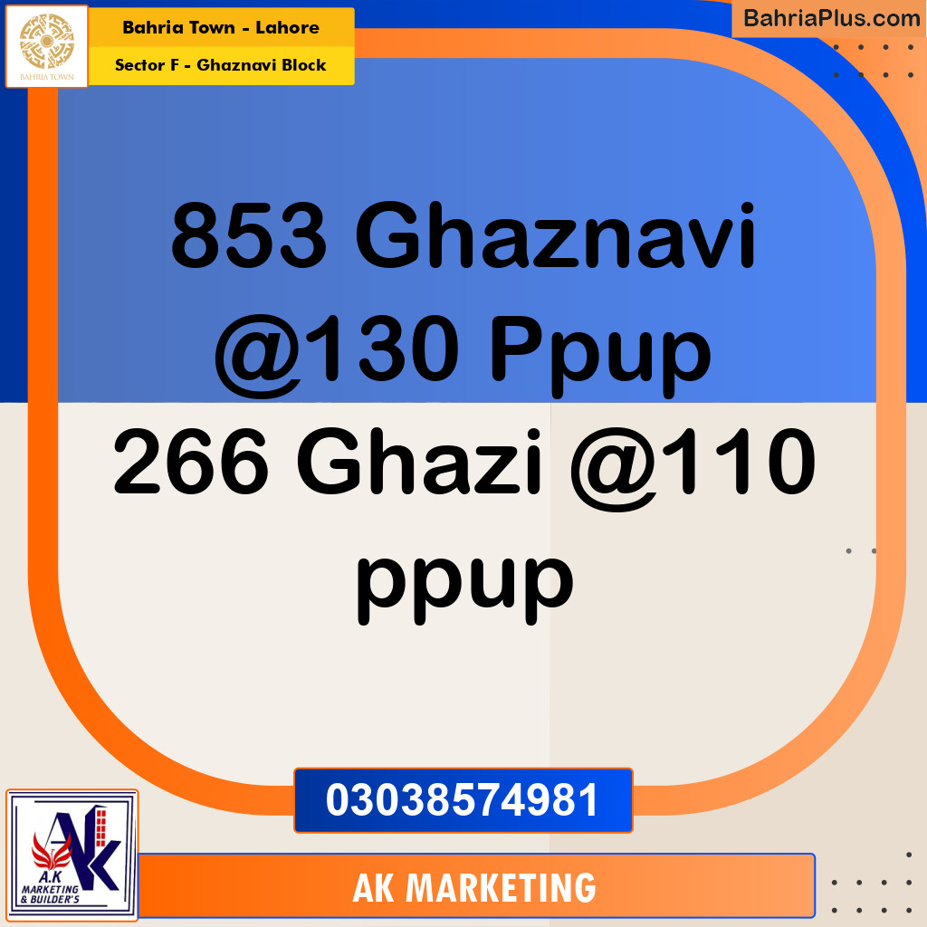 10 Marla Residential Plot for Sale in Sector F - Ghaznavi Block -  Bahria Town, Lahore - (BP-219259)