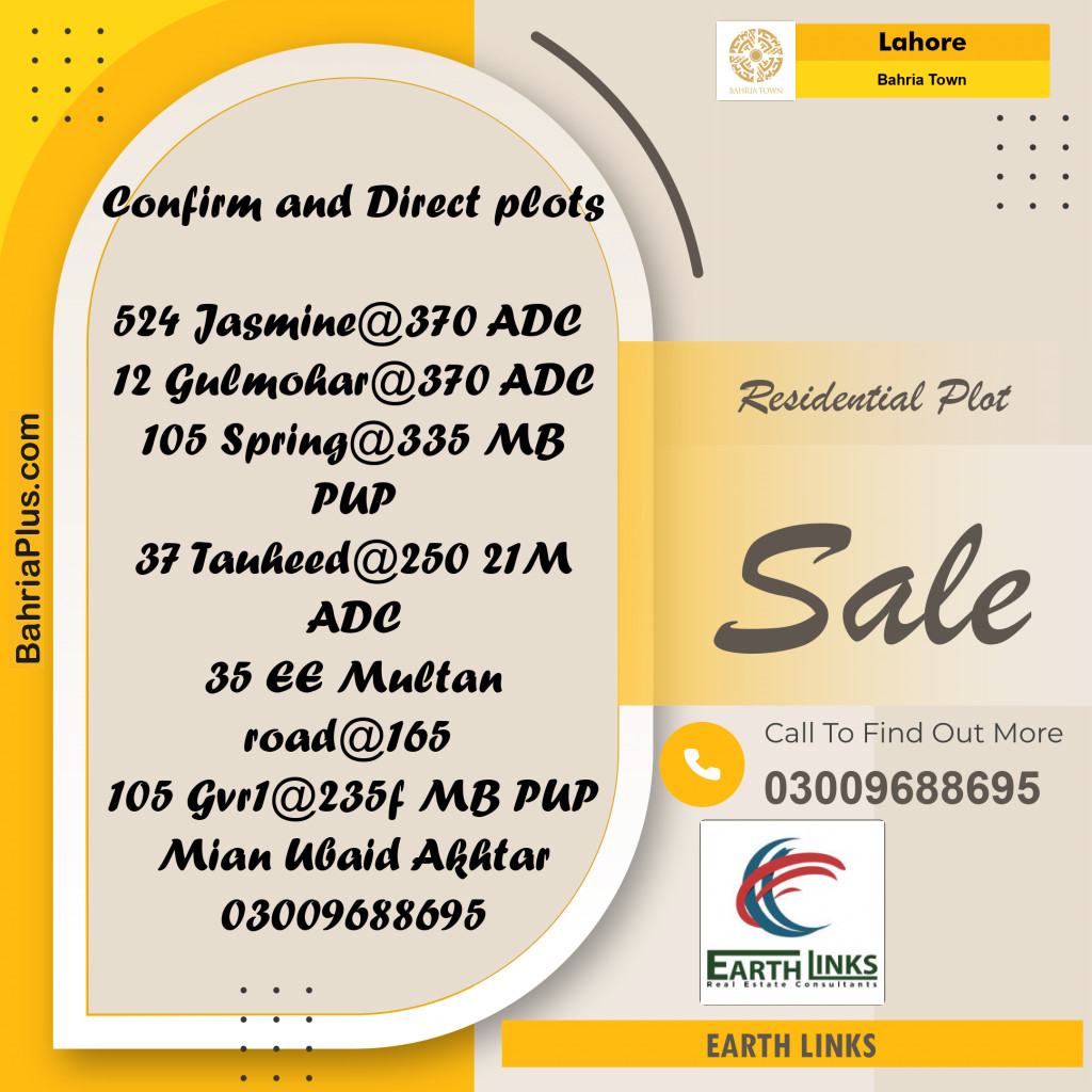 Residential Plot for Sale in Bahria Town, Lahore - (BP-219299)