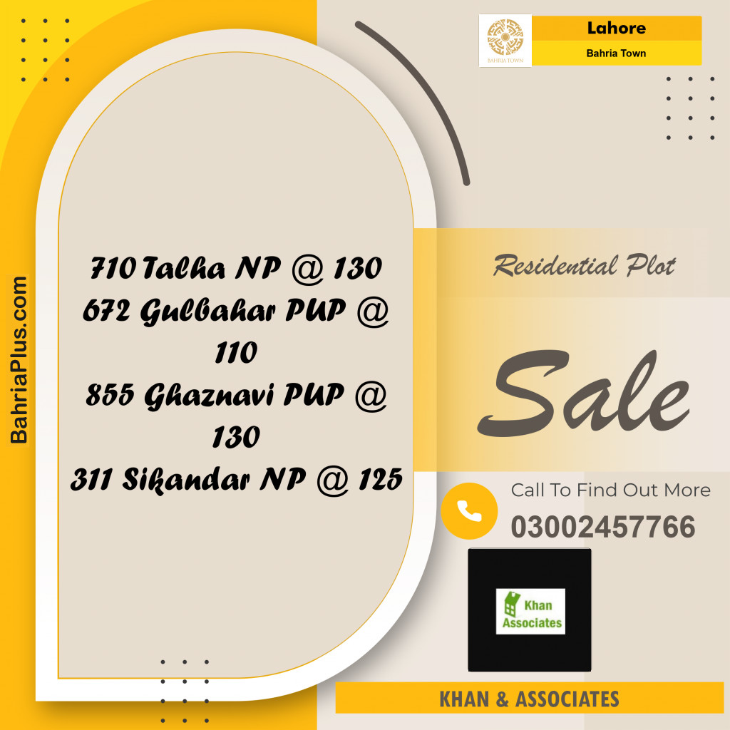 Residential Plot for Sale in Bahria Town, Lahore - (BP-219327)