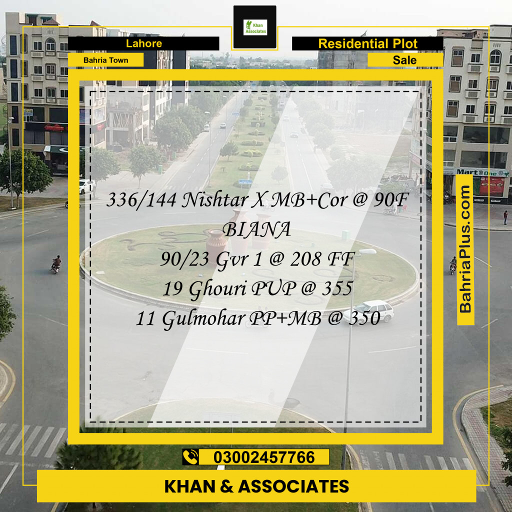 Residential Plot for Sale in Bahria Town, Lahore - (BP-219328)