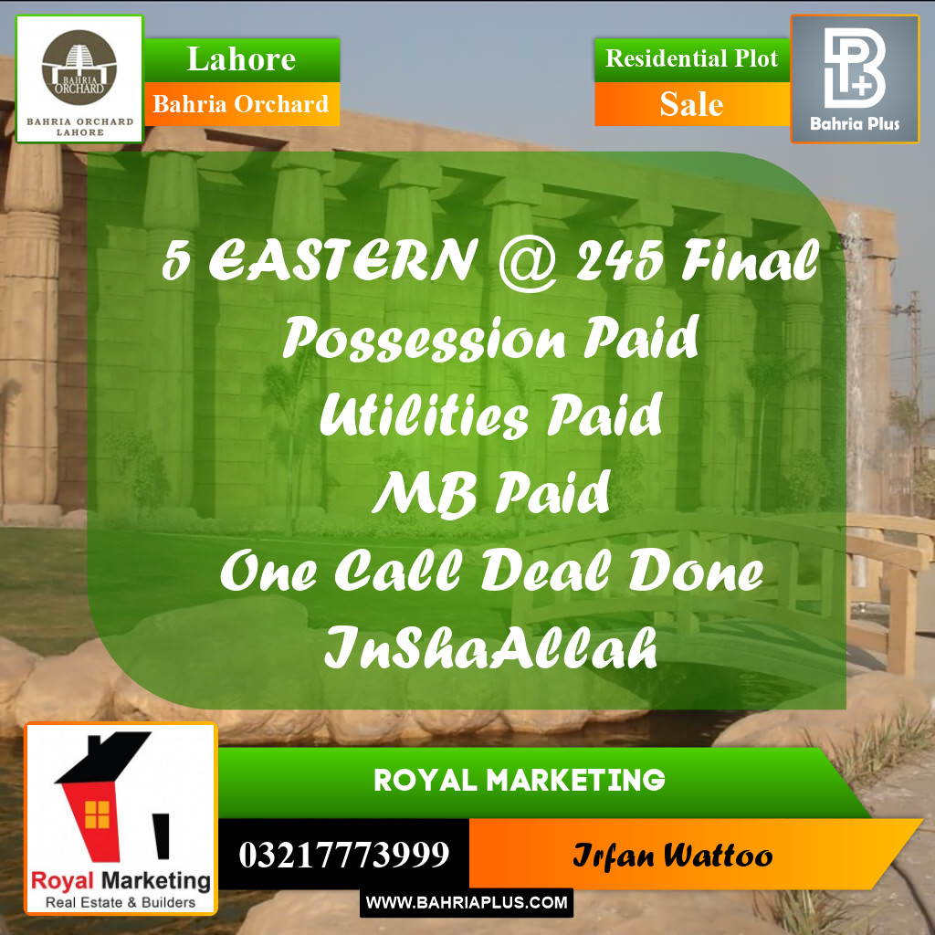 Residential Plot for Sale in Bahria Orchard, Lahore - (BP-219346)