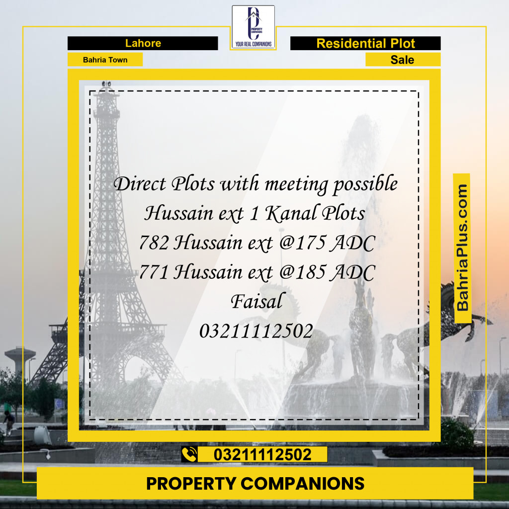 Residential Plot for Sale in Bahria Town, Lahore - (BP-219373)