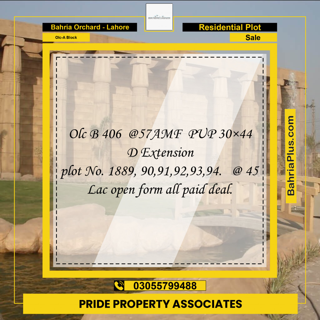 8 Marla Residential Plot for Sale in OLC-A Block -  Bahria Orchard, Lahore - (BP-219394)