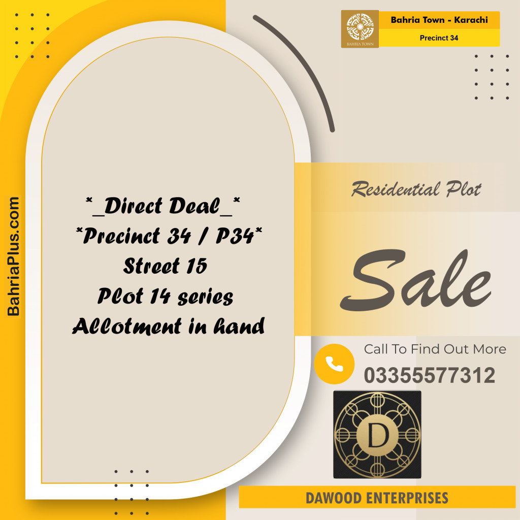 250 Sq. Yards Residential Plot for Sale in Precinct 34 -  Bahria Town, Karachi - (BP-219450)
