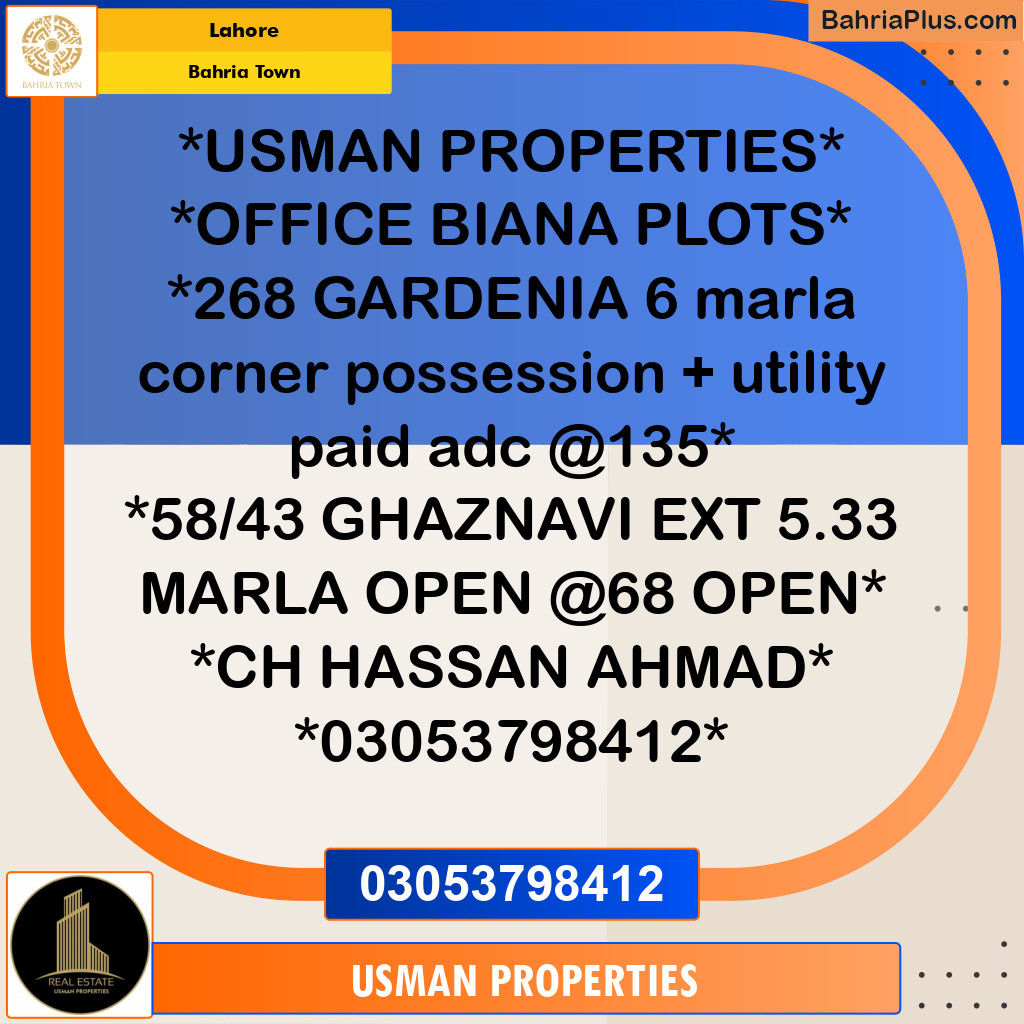 Residential Plot for Sale in Bahria Town, Lahore - (BP-219485)