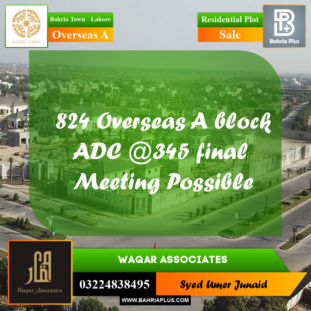 Residential Plot for Sale in Overseas A -  Bahria Town, Lahore - (BP-219499)