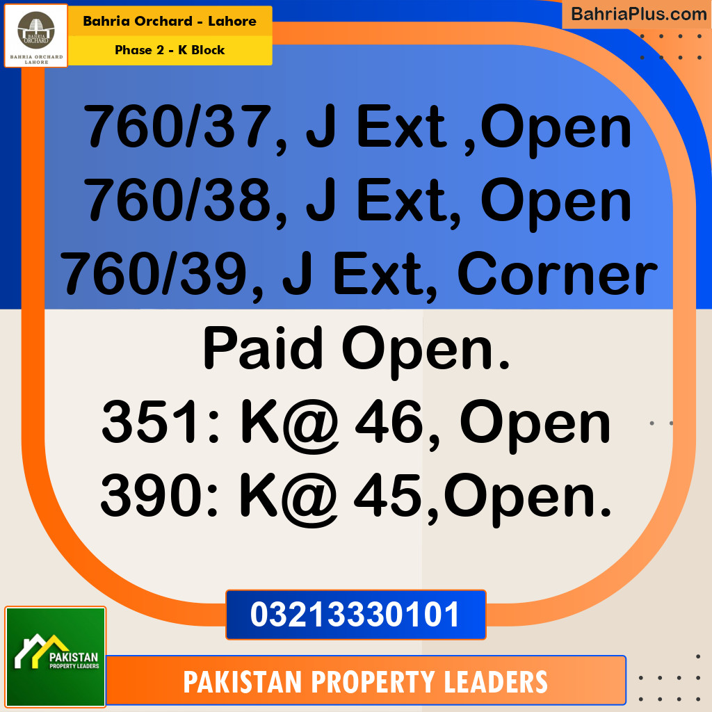 5 Marla Residential Plot for Sale in Phase 2 - K Block -  Bahria Orchard, Lahore - (BP-219516)