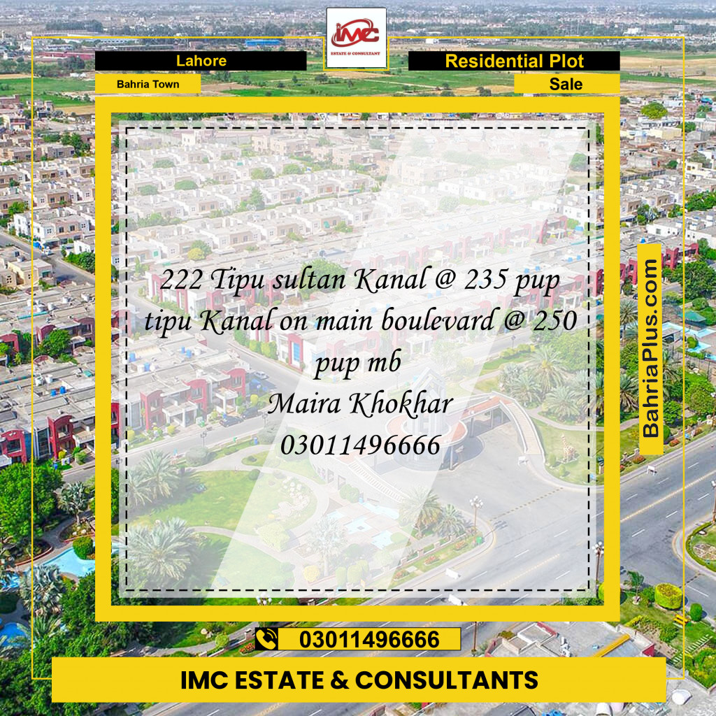 Residential Plot for Sale in Bahria Town, Lahore - (BP-219532)