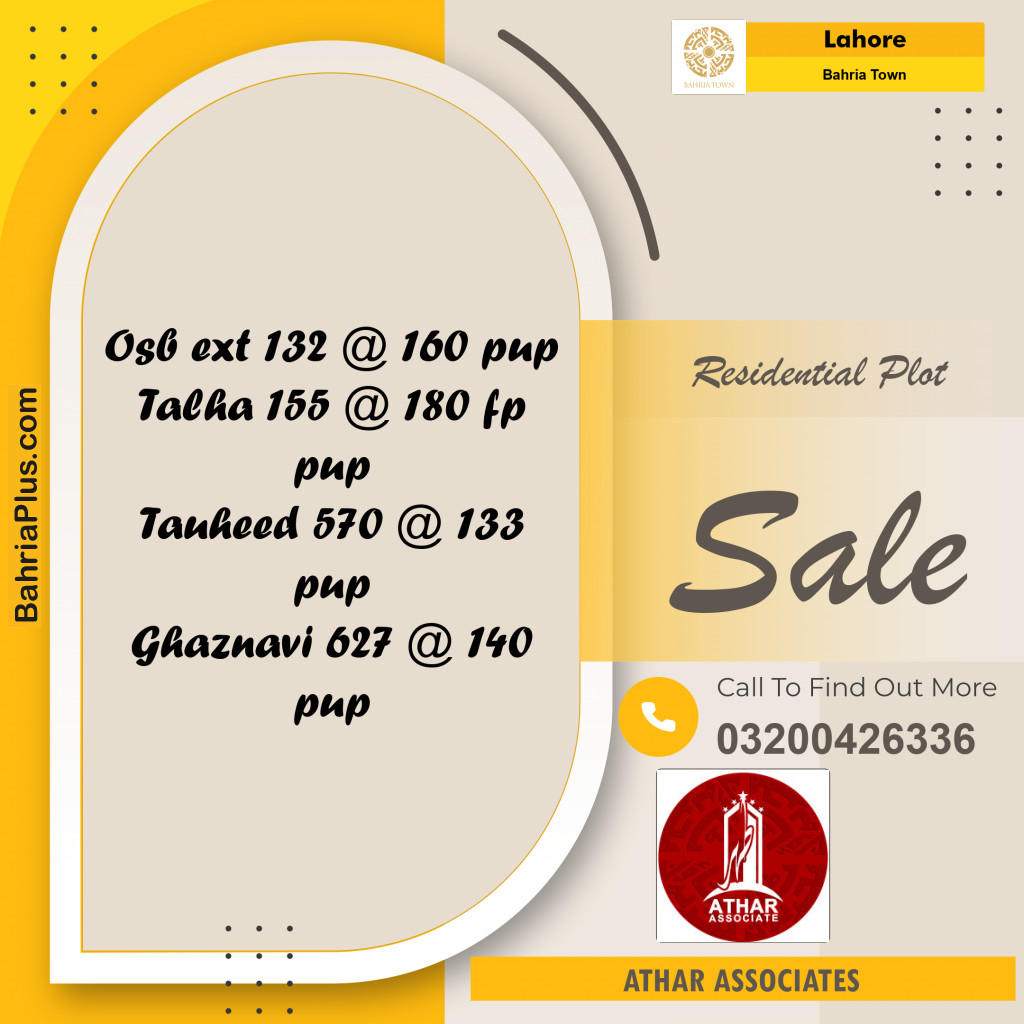 Residential Plot for Sale in Bahria Town, Lahore - (BP-219551)