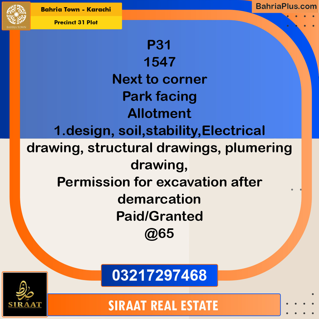 125 Sq. Yards Residential Plot for Sale in Precinct 31 Plot - Bahria Town, Karachi - (BP-219559)