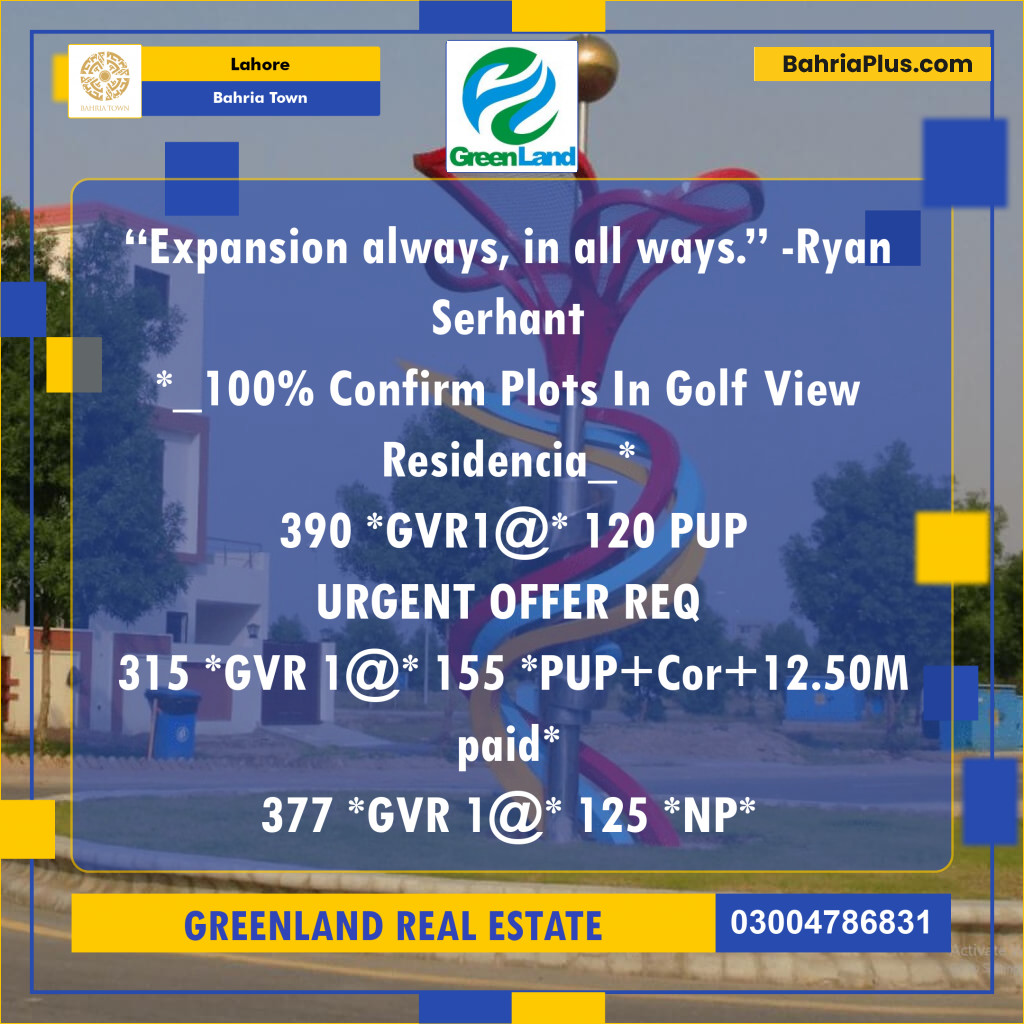 10 Marla Residential Plot for Sale in Bahria Town, Lahore - (BP-219592)