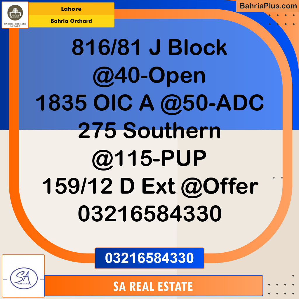 Residential Plot for Sale in Bahria Orchard, Lahore - (BP-219599)