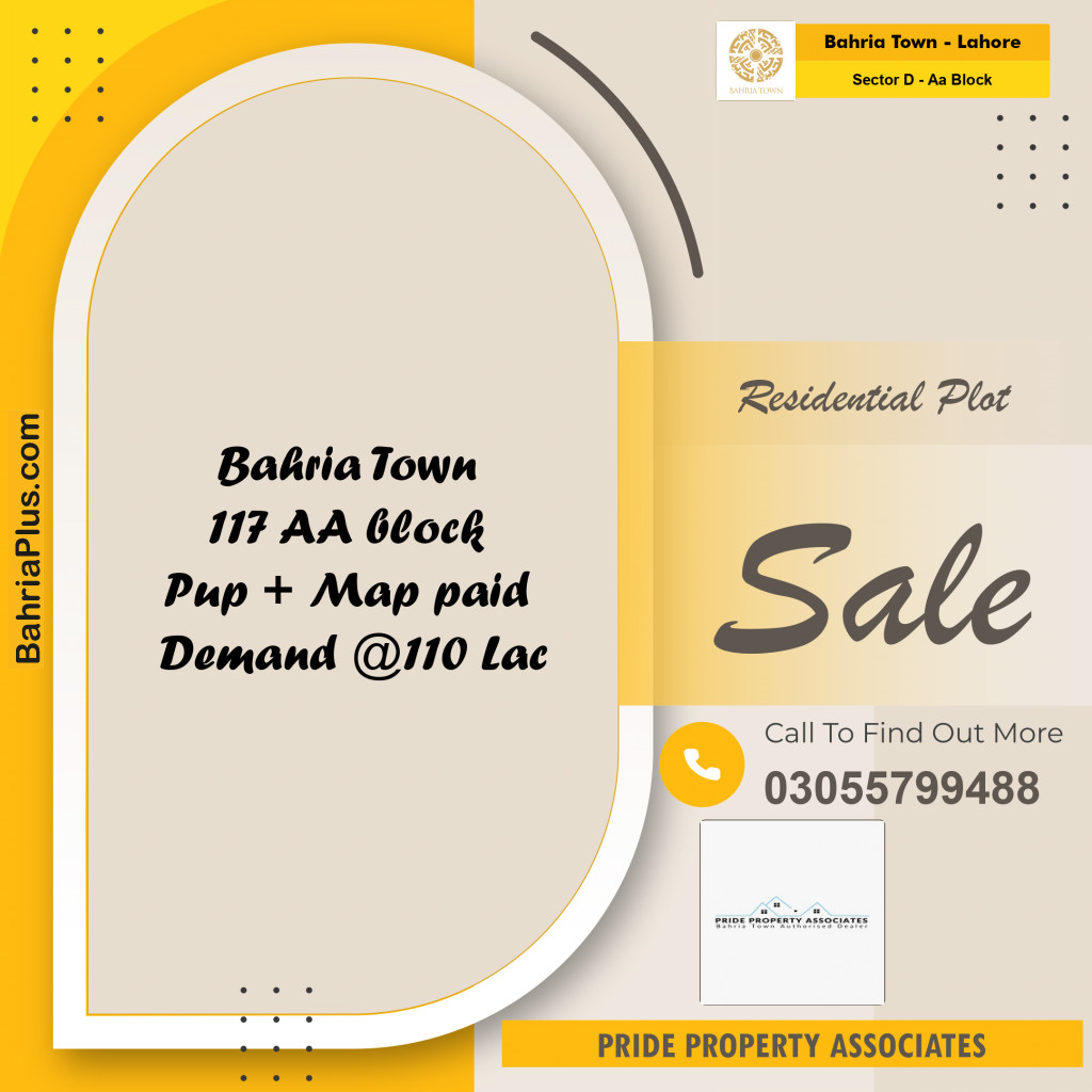 5 Marla Residential Plot for Sale in Sector D - AA Block -  Bahria Town, Lahore - (BP-219609)