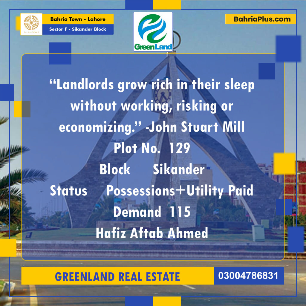 10 Marla Residential Plot for Sale in Sector F - Sikander Block -  Bahria Town, Lahore - (BP-219703)