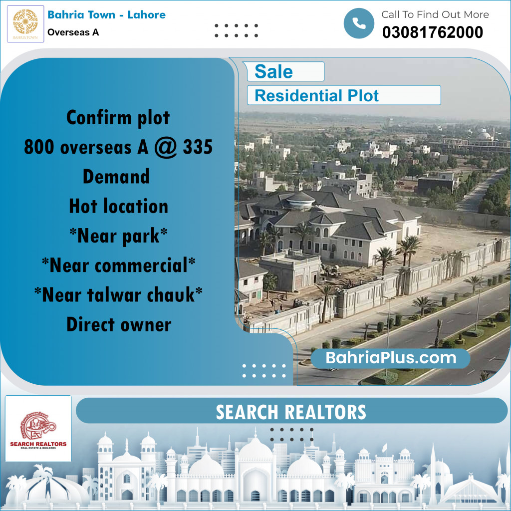 1 Kanal Residential Plot for Sale in Overseas A -  Bahria Town, Lahore - (BP-219783)